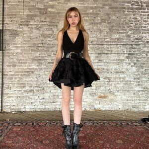 Vintage Black Floral Mini Dress